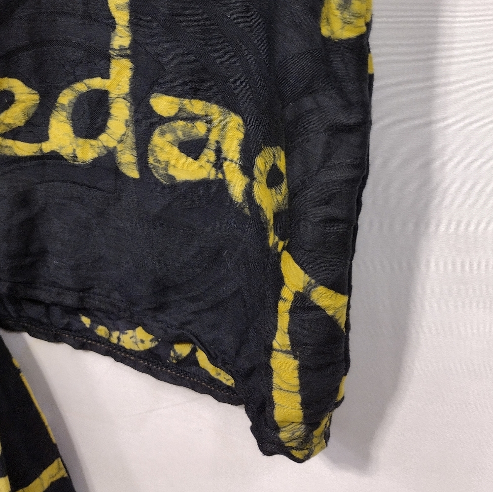 Women's Graphic Button Shirt Women's M Black Yellow Grunge Rockabilly Boho Retro - Picture 4 of 6